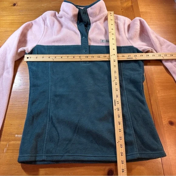 Columbia Two-Tone Pink and Teal Fleece Pullover - Picture 3 of 7
